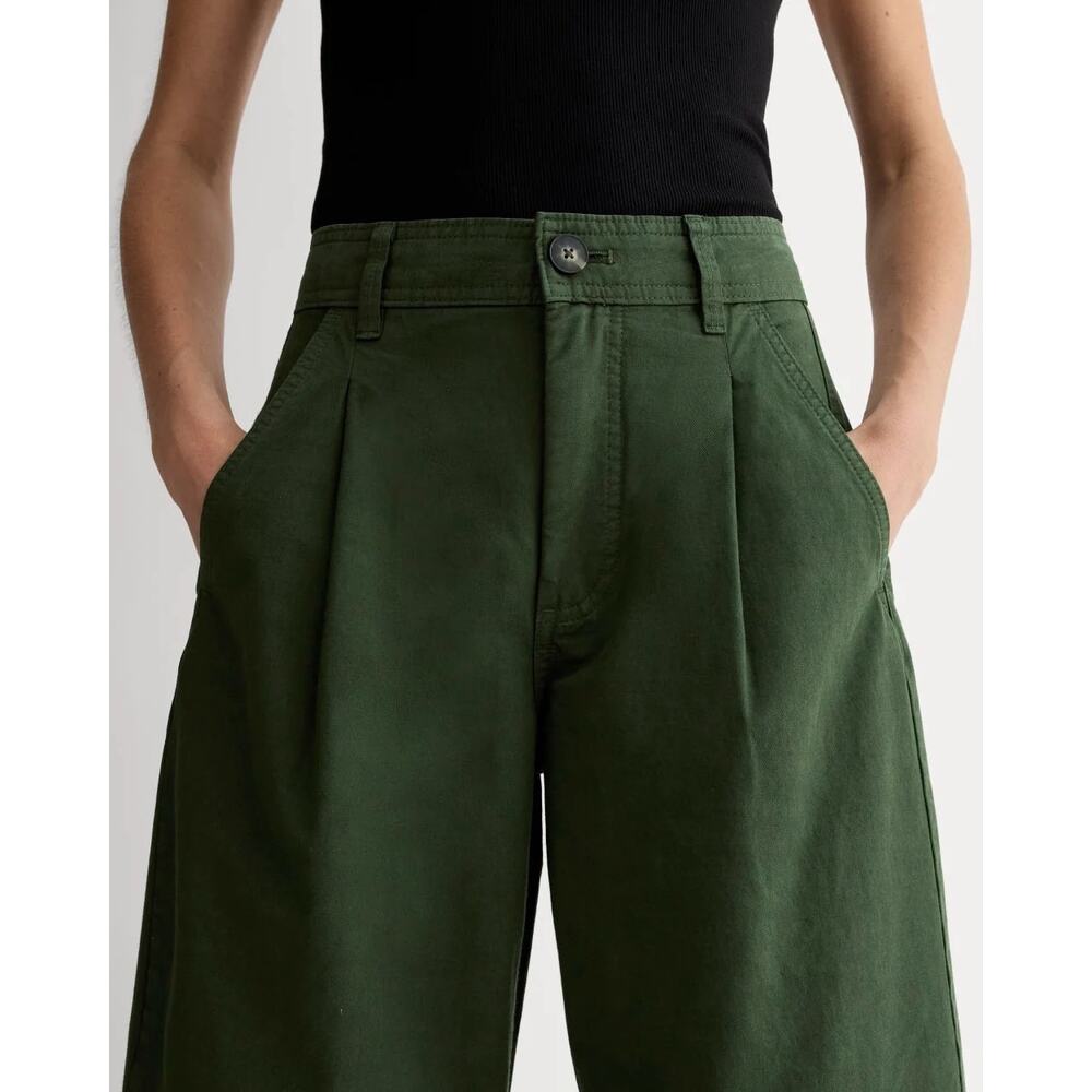 NWT Everlane The Everywhere Pant High-Rise Barrel Leg Dark Forest Green Size 00 - Picture 3 of 11